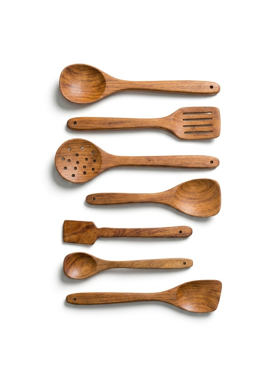 Premium Wooden Spatula Set Of Seven For Kitchen Cooking Use - Image 2