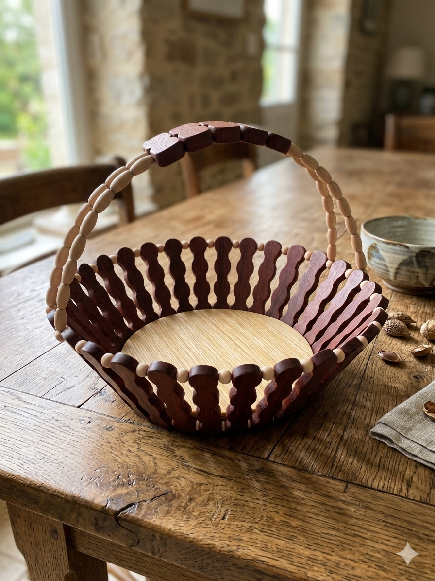 Premium Wooden Fruit Basket Stylish Storage For Kitchen Use