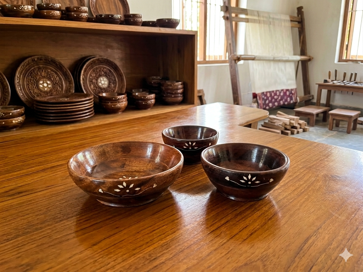 Premium Handcrafted Wooden Bowl Set For Stylish Food Serving - Image 5