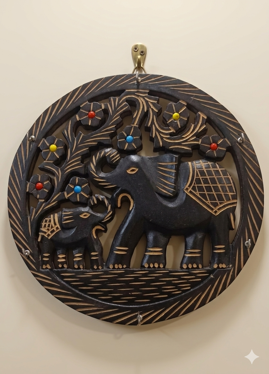 Premium Wooden Elephant Wall Hanger For Elegant Home Decoration - Image 2