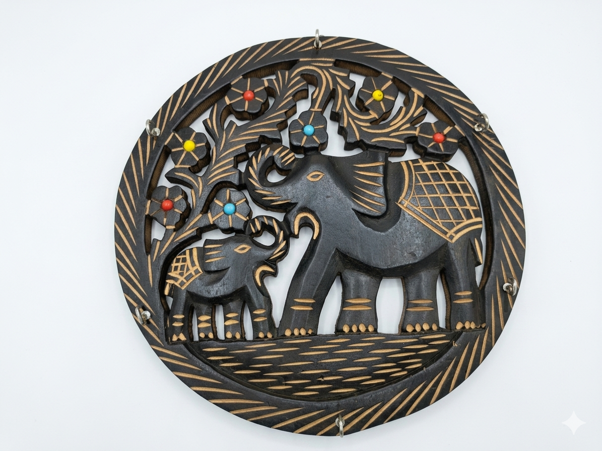 Premium Wooden Elephant Wall Hanger For Elegant Home Decoration - Image 3