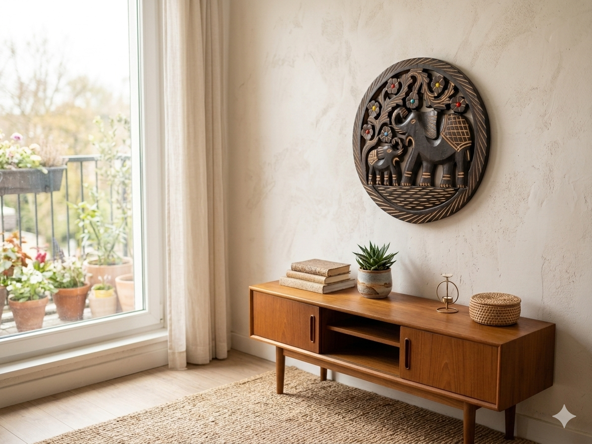 Premium Wooden Elephant Wall Hanger For Elegant Home Decoration