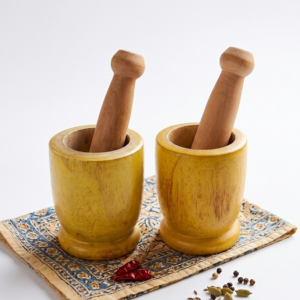 Premium Wooden Mortar Pestle Set For Traditional Kitchen Grinding Use