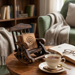 Premium Antique Chair Design Mango Wood Tea Coaster Set