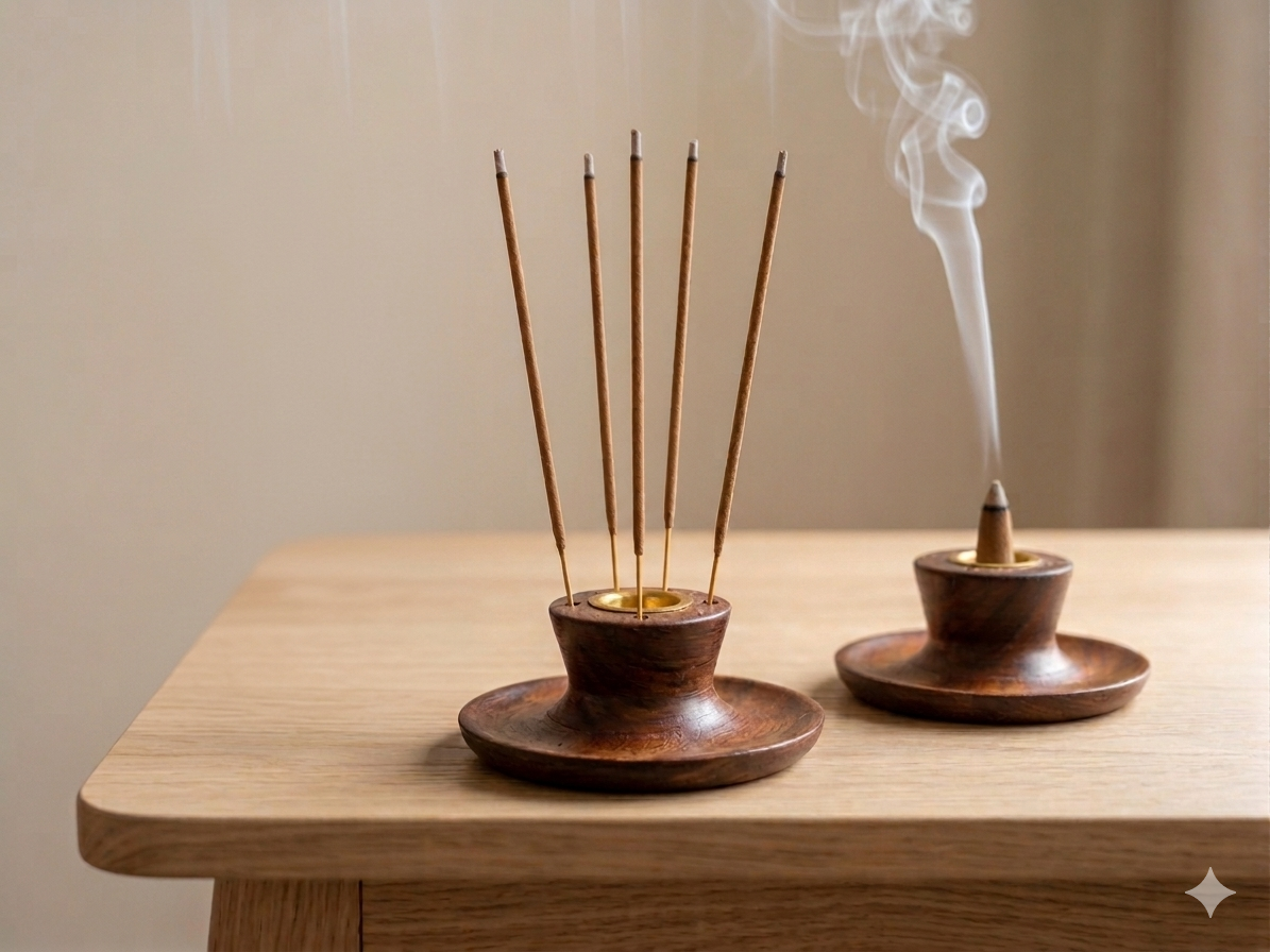 Premium Wooden Incense Holder Set For Dhoop Agarbatti Use - Image 2