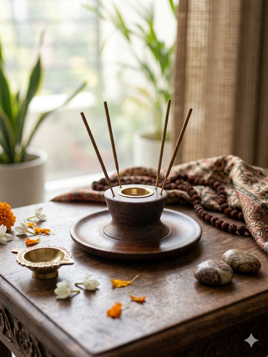 Premium Wooden Incense Holder Set For Dhoop Agarbatti Use - Image 4