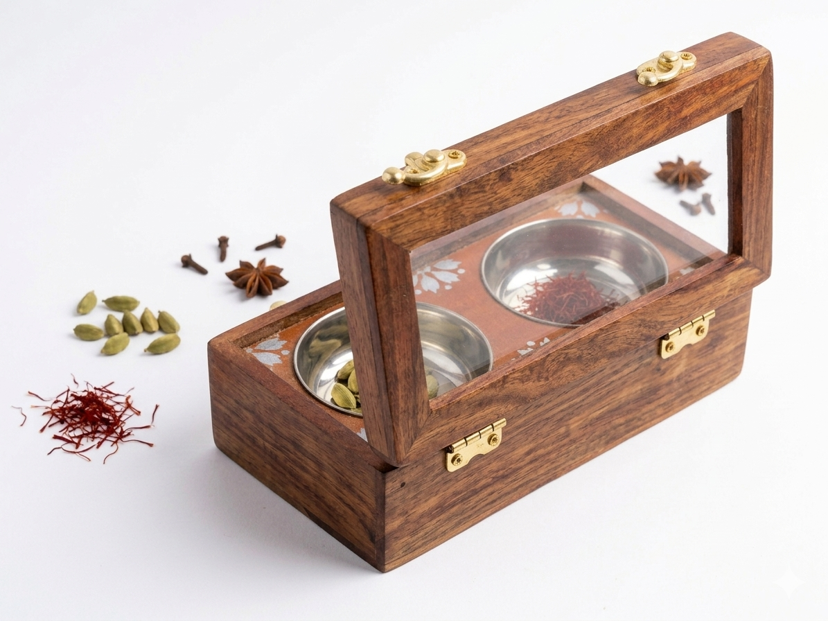Premium Sheesham Wood Dry Fruits And Spice Storage Box - Image 4
