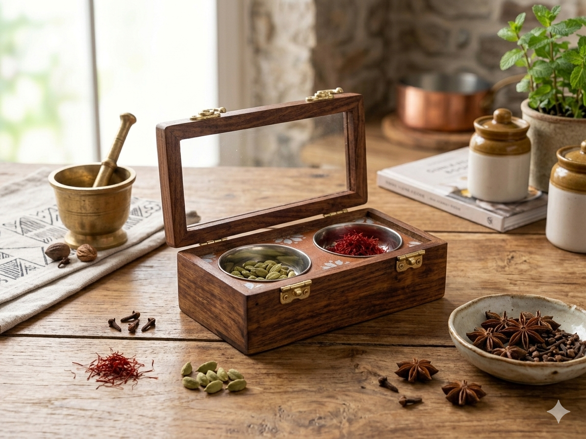 Premium Sheesham Wood Dry Fruits And Spice Storage Box - Image 3