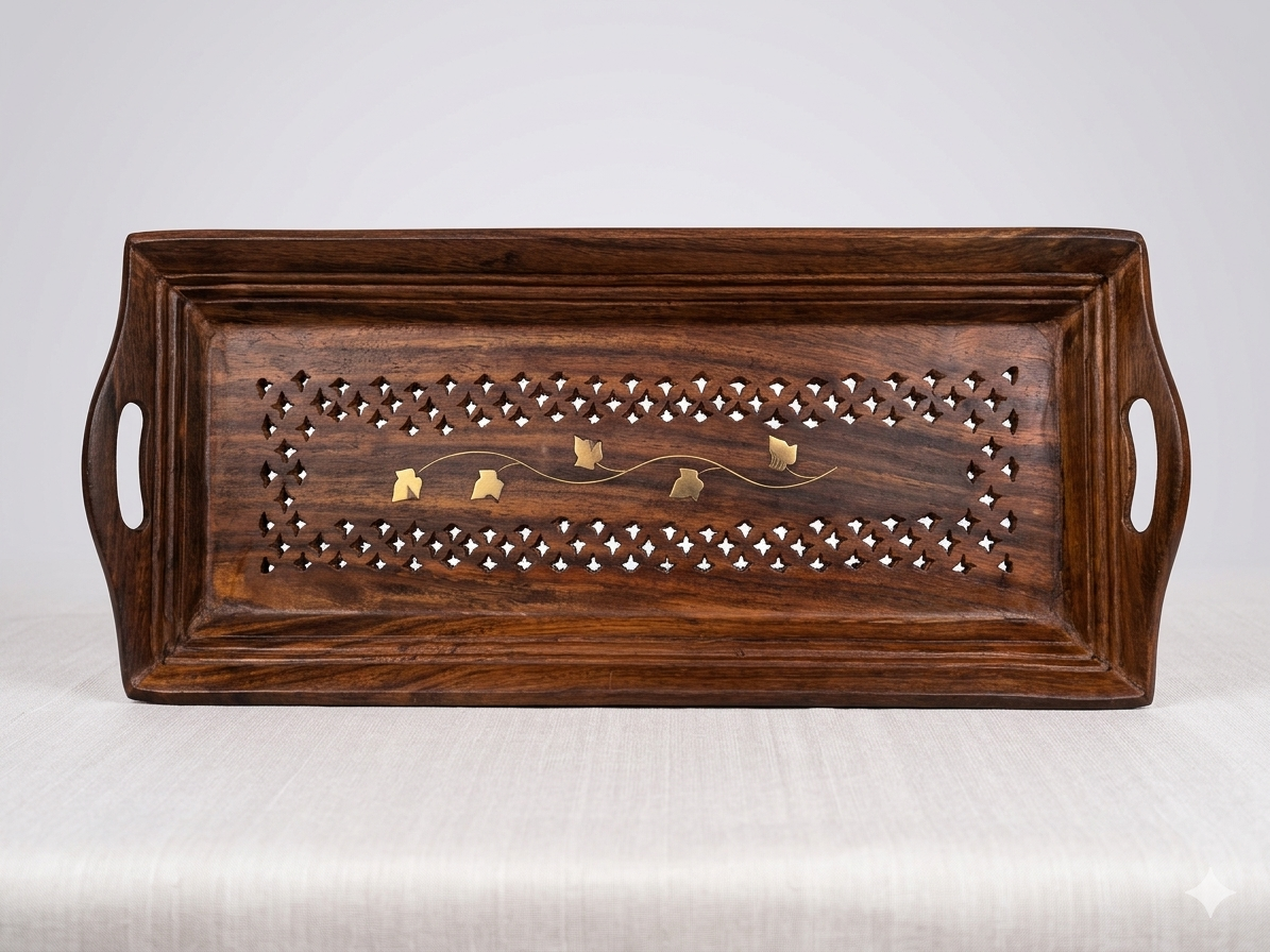 Premium Sheesham Wooden Coffee Tray For Stylish Snack Serving - Image 3
