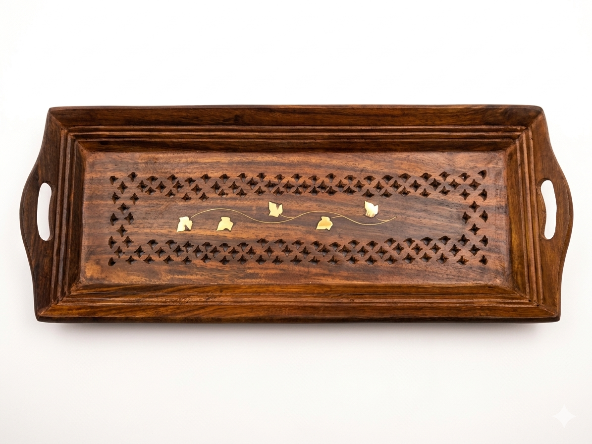 Premium Sheesham Wooden Coffee Tray For Stylish Snack Serving - Image 4