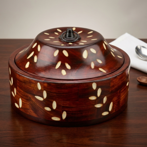 Hold nd Bold Wooden Chapati Box | Sheesham Wood Casserole | Roti Box | Hot Pot & Serving Dish for Kitchen Dining and Table Serving | 25 x 10 cm