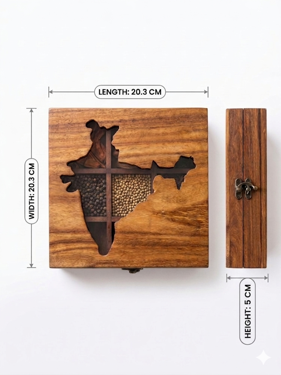 Premium Wooden Spice Box For Kitchen Masala Storage Use - Image 3
