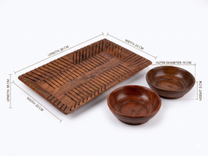 Premium Wooden Tray Bowl Set For Stylish Food Serving - Image 4