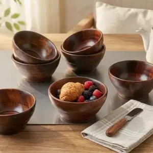 Premium Wooden Bowl Set Of Six For Serving Food