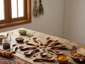 Premium Wooden Spoon Set Of Twelve For Kitchen Serving