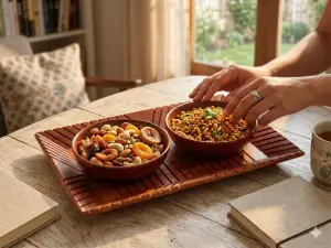 Premium Wooden Tray Bowl Set For Stylish Food Serving