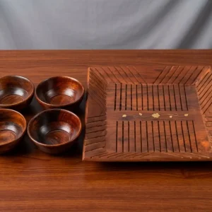 Premium Sheesham Wooden Tray Bowl Set Second Design For Serving