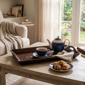 Premium Sheesham Wooden Coffee Tray For Elegant Daily Serving