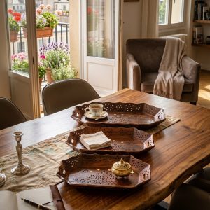 Wooden Serving Tray Set Of Three Premium Sheesham Wood Trays