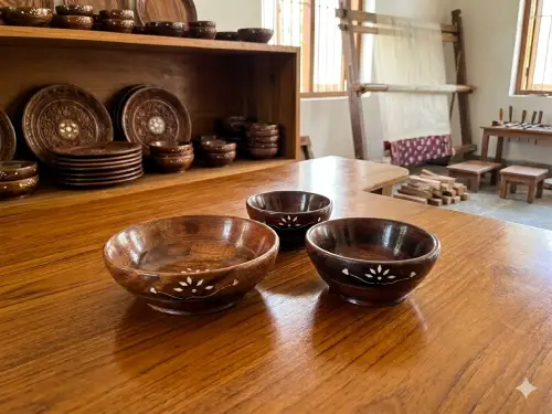 Premium Handcrafted Wooden Bowl Set For Stylish Food Serving