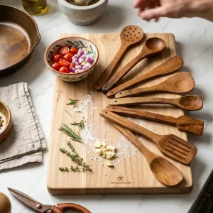 Premium Wooden Spatula Set Of Seven For Kitchen Cooking Use