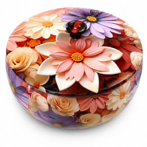 Hold nd Bold Floral Print Wooden Chapati Box with Lid | Round Roti Storage & Serving Container | Multipurpose Casserole for Chapati, Paratha, Rice & Snacks | Dia 25 x Height 10 CM