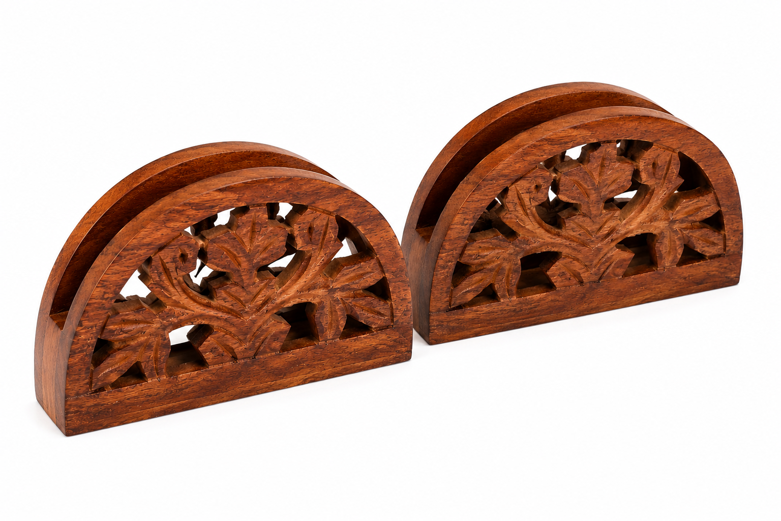 Hold nd Bold Handcrafted Sheesham Wood Tissue Paper Holder Set of 2 | Wooden Napkin Holder for Dining Table, Kitchen, Office & Restaurant | Floral Carved Tissue Stand - Image 4